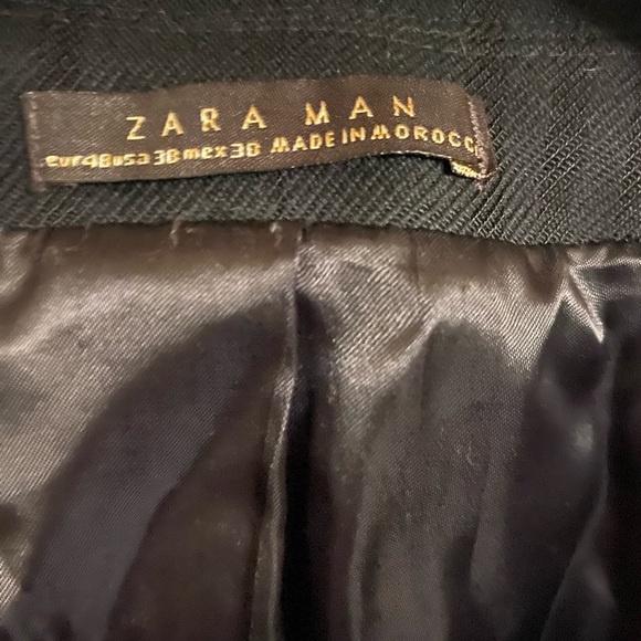 Zara Man Black Gingham Checker Pattern Cotton Wool Blend blazer suit jacket - Picture 9 of 15